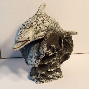 Handcrafted Light Blue Dolphin Statue by Stan